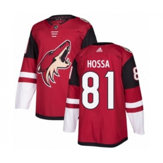 Men's Adidas Arizona Coyotes #81 Marian Hossa Premier Burgundy Red Home NHL Jersey Men's Adidas Arizona Coyotes #81 Marian Hossa Premier Burgundy Red Home NHL Jersey