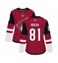 Women's Adidas Arizona Coyotes #81 Marian Hossa Premier Burgundy Red Home NHL Jersey Women's Adidas Arizona Coyotes #81 Marian Hossa Premier Burgundy Red Home NHL Jersey