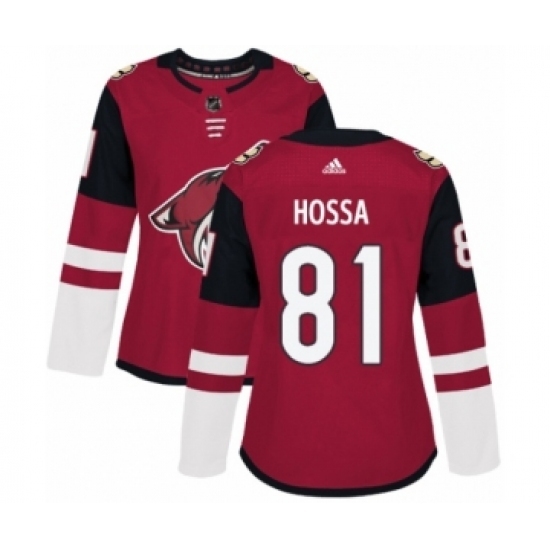 Women's Adidas Arizona Coyotes #81 Marian Hossa Premier Burgundy Red Home NHL Jersey Women's Adidas Arizona Coyotes #81 Marian Hossa Premier Burgundy Red Home NHL Jersey