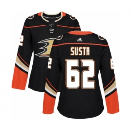 Women's Adidas Anaheim Ducks #62 Andrej Sustr Premier Black Home NHL Jersey Women's Adidas Anaheim Ducks #62 Andrej Sustr Premier Black Home NHL Jersey
