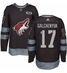 Men's Adidas Arizona Coyotes #17 Alex Galchenyuk Black 1917-2017 100th Anniversary Stitched NHL Jersey Men's Adidas Arizona Coyotes #17 Alex Galchenyuk Black 1917-2017 100th Anniversary Stitched NHL Jersey