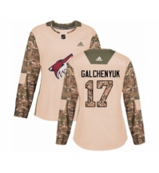 Women's Adidas Arizona Coyotes #17 Alex Galchenyuk Authentic Camo Veterans Day Practice NHL Jers Women's Adidas Arizona Coyotes #17 Alex Galchenyuk Authentic Camo Veterans Day Practice NHL Jers