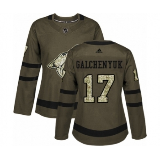Women's Adidas Arizona Coyotes #17 Alex Galchenyuk Authentic Green Salute to Service NHL Jersey Women's Adidas Arizona Coyotes #17 Alex Galchenyuk Authentic Green Salute to Service NHL Jersey
