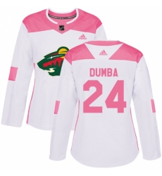 Women's Adidas Minnesota Wild #24 Matt Dumba Authentic White/Pink Fashion NHL Jersey