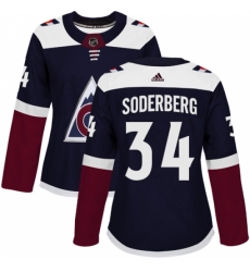 Women's Adidas Colorado Avalanche #34 Carl Soderberg Authentic Navy Blue Alternate NHL Jersey