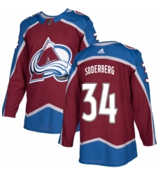 Youth Adidas Colorado Avalanche #34 Carl Soderberg Authentic Burgundy Red Home NHL Jersey