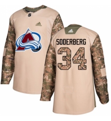 Youth Adidas Colorado Avalanche #34 Carl Soderberg Authentic Camo Veterans Day Practice NHL Jersey