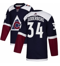 Youth Adidas Colorado Avalanche #34 Carl Soderberg Authentic Navy Blue Alternate NHL Jersey