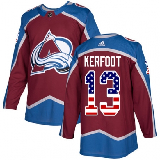 Men's Adidas Colorado Avalanche #13 Alexander Kerfoot Authentic Burgundy Red USA Flag Fashion NHL Jersey Men's Adidas Colorado Avalanche #13 Alexander Kerfoot Authentic Burgundy Red USA Flag Fashion NHL Jersey
