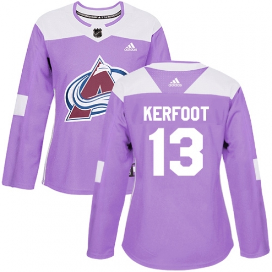 Women's Adidas Colorado Avalanche #13 Alexander Kerfoot Authentic Purple Fights Cancer Practice NHL Jersey Women's Adidas Colorado Avalanche #13 Alexander Kerfoot Authentic Purple Fights Cancer Practice NHL Jersey