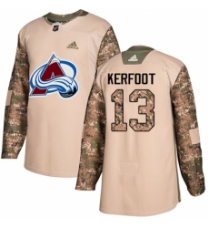 Youth Adidas Colorado Avalanche #13 Alexander Kerfoot Authentic Camo Veterans Day Practice NHL Jersey