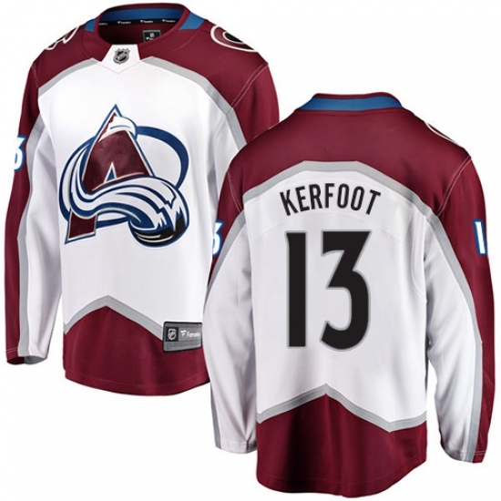 Youth Colorado Avalanche #13 Alexander Kerfoot Fanatics Branded White Away Breakaway NHL Jersey Youth Colorado Avalanche #13 Alexander Kerfoot Fanatics Branded White Away Breakaway NHL Jersey