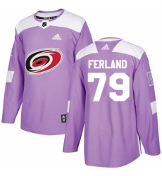 Men's Adidas Carolina Hurricanes #79 Michael Ferland Purple Authentic Fights Cancer Stitched NHL Jersey