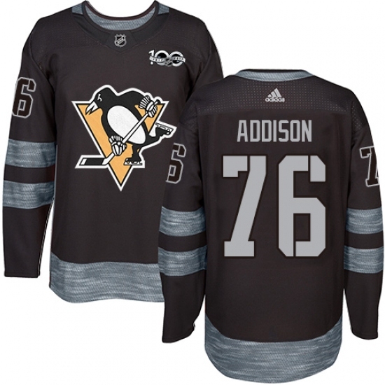 Men's Adidas Pittsburgh Penguins #76 Calen Addison Authentic Black 1917-2017 100th Anniversary NHL Jersey Men's Adidas Pittsburgh Penguins #76 Calen Addison Authentic Black 1917-2017 100th Anniversary NHL Jersey