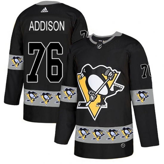 Men's Adidas Pittsburgh Penguins #76 Calen Addison Authentic Black Team Logo Fashion NHL Jersey Men's Adidas Pittsburgh Penguins #76 Calen Addison Authentic Black Team Logo Fashion NHL Jersey