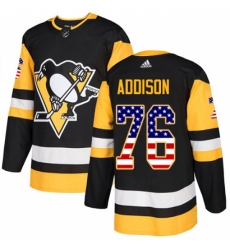 Men's Adidas Pittsburgh Penguins #76 Calen Addison Authentic Black USA Flag Fashion NHL Jersey Men's Adidas Pittsburgh Penguins #76 Calen Addison Authentic Black USA Flag Fashion NHL Jersey