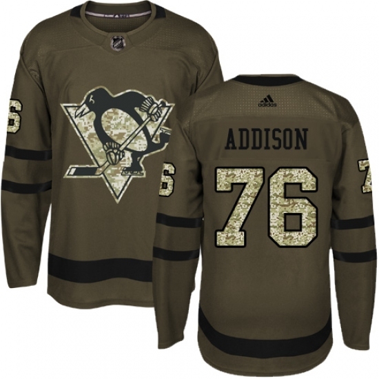Men's Adidas Pittsburgh Penguins #76 Calen Addison Authentic Green Salute to Service NHL Jersey Men's Adidas Pittsburgh Penguins #76 Calen Addison Authentic Green Salute to Service NHL Jersey