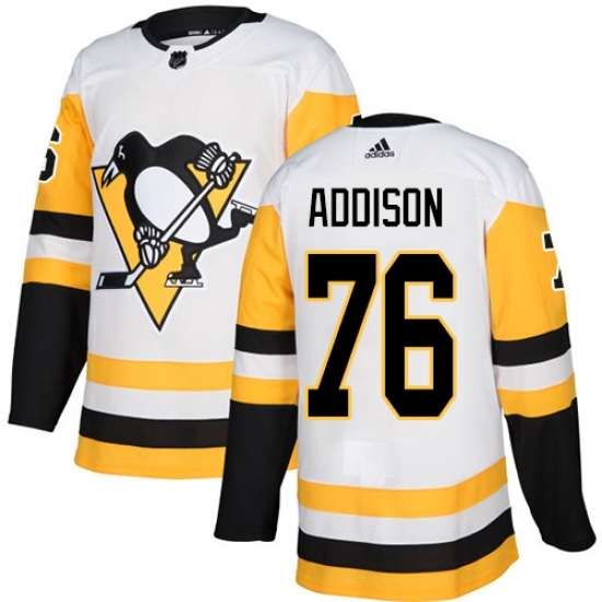 Men's Adidas Pittsburgh Penguins #76 Calen Addison Authentic White Away NHL Jersey Men's Adidas Pittsburgh Penguins #76 Calen Addison Authentic White Away NHL Jersey
