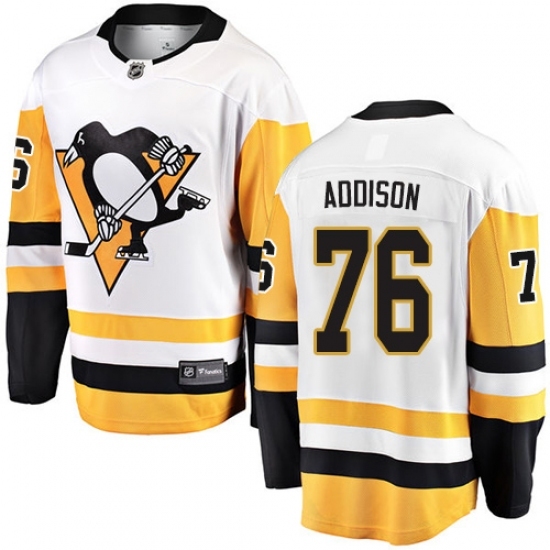 Men's Pittsburgh Penguins #76 Calen Addison Authentic White Away Fanatics Branded Breakaway NHL Jersey Men's Pittsburgh Penguins #76 Calen Addison Authentic White Away Fanatics Branded Breakaway NHL Jersey