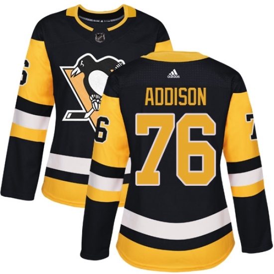 Women's Adidas Pittsburgh Penguins #76 Calen Addison Authentic Black Home NHL Jersey Women's Adidas Pittsburgh Penguins #76 Calen Addison Authentic Black Home NHL Jersey
