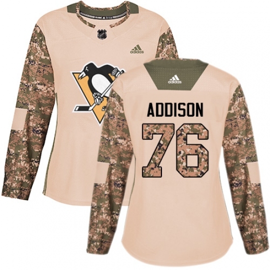 Women's Adidas Pittsburgh Penguins #76 Calen Addison Authentic Camo Veterans Day Practice NHL Jersey Women's Adidas Pittsburgh Penguins #76 Calen Addison Authentic Camo Veterans Day Practice NHL Jersey