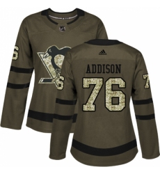 Women's Adidas Pittsburgh Penguins #76 Calen Addison Authentic Green Salute to Service NHL Jersey Women's Adidas Pittsburgh Penguins #76 Calen Addison Authentic Green Salute to Service NHL Jersey