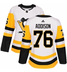 Women's Adidas Pittsburgh Penguins #76 Calen Addison Authentic White Away NHL Jersey Women's Adidas Pittsburgh Penguins #76 Calen Addison Authentic White Away NHL Jersey