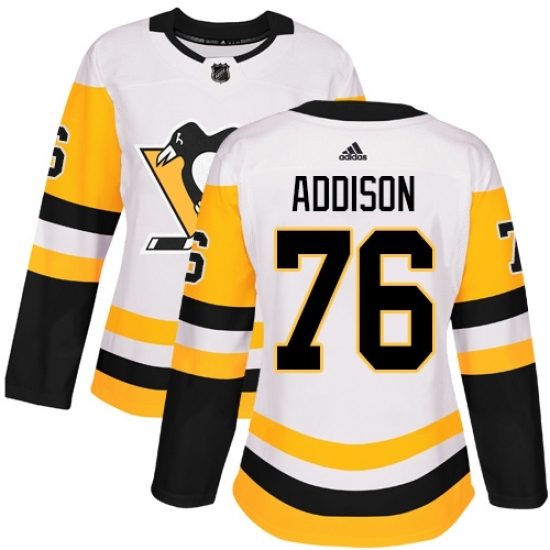 Women's Adidas Pittsburgh Penguins #76 Calen Addison Authentic White Away NHL Jersey Women's Adidas Pittsburgh Penguins #76 Calen Addison Authentic White Away NHL Jersey