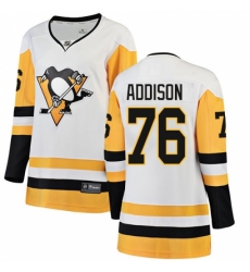 Women's Pittsburgh Penguins #76 Calen Addison Authentic White Away Fanatics Branded Breakaway NHL Jersey Women's Pittsburgh Penguins #76 Calen Addison Authentic White Away Fanatics Branded Breakaway NHL Jersey