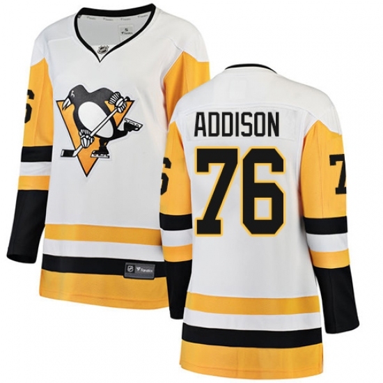 Women's Pittsburgh Penguins #76 Calen Addison Authentic White Away Fanatics Branded Breakaway NHL Jersey Women's Pittsburgh Penguins #76 Calen Addison Authentic White Away Fanatics Branded Breakaway NHL Jersey