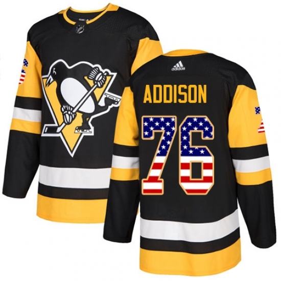 Youth Adidas Pittsburgh Penguins #76 Calen Addison Authentic Black USA Flag Fashion NHL Jersey Youth Adidas Pittsburgh Penguins #76 Calen Addison Authentic Black USA Flag Fashion NHL Jersey