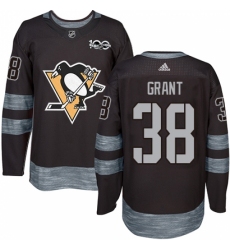 Men's Adidas Pittsburgh Penguins #38 Derek Grant Authentic Black 1917-2017 100th Anniversary NHL Jersey
