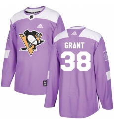 Men's Adidas Pittsburgh Penguins #38 Derek Grant Authentic Purple Fights Cancer Practice NHL Jersey