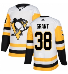 Men's Adidas Pittsburgh Penguins #38 Derek Grant Authentic White Away NHL Jersey