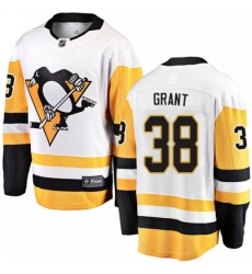 Men's Pittsburgh Penguins #38 Derek Grant Authentic White Away Fanatics Branded Breakaway NHL Jersey