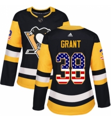 Women's Adidas Pittsburgh Penguins #38 Derek Grant Authentic Black USA Flag Fashion NHL Jersey