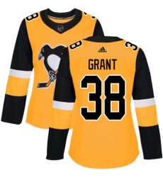 Women's Adidas Pittsburgh Penguins #38 Derek Grant Authentic Gold Alternate NHL Jersey