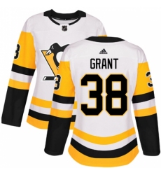 Women's Adidas Pittsburgh Penguins #38 Derek Grant Authentic White Away NHL Jersey