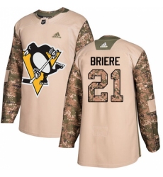Youth Adidas Pittsburgh Penguins #21 Michel Briere Authentic Camo Veterans Day Practice NHL Jersey