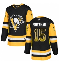 Men's Adidas Pittsburgh Penguins #15 Riley Sheahan Authentic Black Drift Fashion NHL Jersey