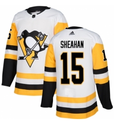 Men's Adidas Pittsburgh Penguins #15 Riley Sheahan Authentic White Away NHL Jersey