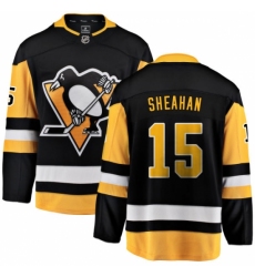 Men's Pittsburgh Penguins #15 Riley Sheahan Fanatics Branded Black Home Breakaway NHL Jersey