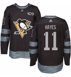 Men's Adidas Pittsburgh Penguins #11 Jimmy Hayes Authentic Black 1917-2017 100th Anniversary NHL Jersey Men's Adidas Pittsburgh Penguins #11 Jimmy Hayes Authentic Black 1917-2017 100th Anniversary NHL Jersey