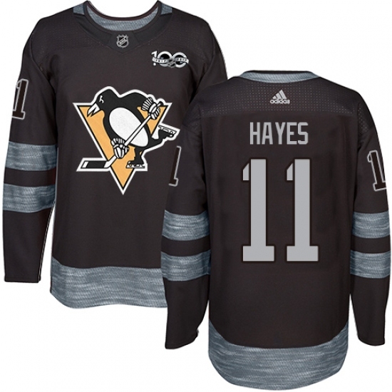 Men's Adidas Pittsburgh Penguins #11 Jimmy Hayes Authentic Black 1917-2017 100th Anniversary NHL Jersey Men's Adidas Pittsburgh Penguins #11 Jimmy Hayes Authentic Black 1917-2017 100th Anniversary NHL Jersey