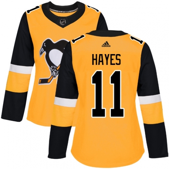 Women's Adidas Pittsburgh Penguins #11 Jimmy Hayes Authentic Gold Alternate NHL Jersey Women's Adidas Pittsburgh Penguins #11 Jimmy Hayes Authentic Gold Alternate NHL Jersey