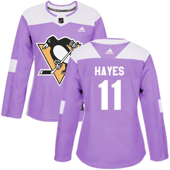 Women's Adidas Pittsburgh Penguins #11 Jimmy Hayes Authentic Purple Fights Cancer Practice NHL Jersey Women's Adidas Pittsburgh Penguins #11 Jimmy Hayes Authentic Purple Fights Cancer Practice NHL Jersey