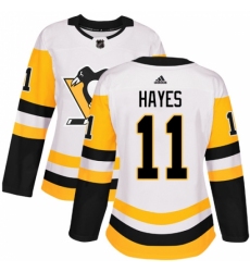 Women's Adidas Pittsburgh Penguins #11 Jimmy Hayes Authentic White Away NHL Jersey Women's Adidas Pittsburgh Penguins #11 Jimmy Hayes Authentic White Away NHL Jersey