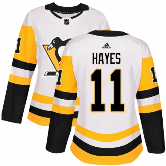 Women's Adidas Pittsburgh Penguins #11 Jimmy Hayes Authentic White Away NHL Jersey Women's Adidas Pittsburgh Penguins #11 Jimmy Hayes Authentic White Away NHL Jersey