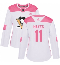 Women's Adidas Pittsburgh Penguins #11 Jimmy Hayes Authentic White Pink Fashion NHL Jersey Women's Adidas Pittsburgh Penguins #11 Jimmy Hayes Authentic White Pink Fashion NHL Jersey