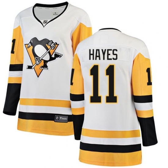 Women's Pittsburgh Penguins #11 Jimmy Hayes Authentic White Away Fanatics Branded Breakaway NHL Jersey Women's Pittsburgh Penguins #11 Jimmy Hayes Authentic White Away Fanatics Branded Breakaway NHL Jersey